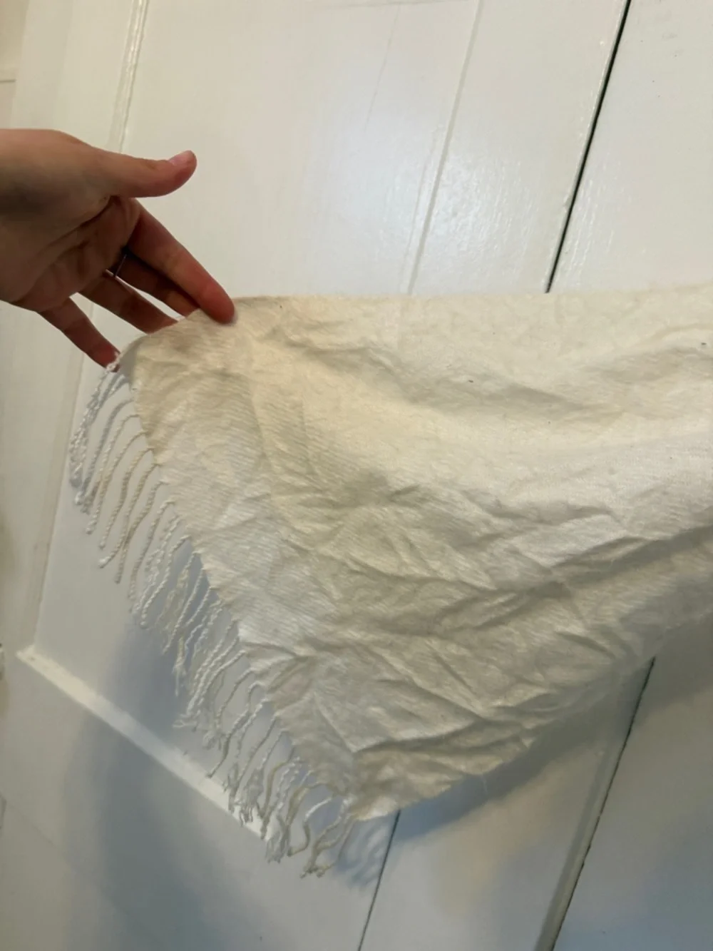 Neutral Cream Fringe Throw Scarf - Home Accents
